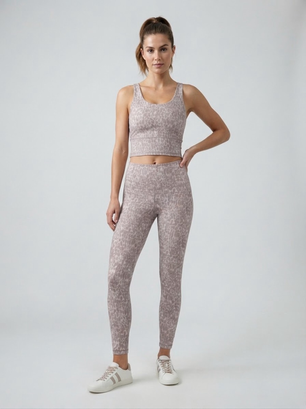 Balance Collection Leopard Print Leggings - Cream Taupe